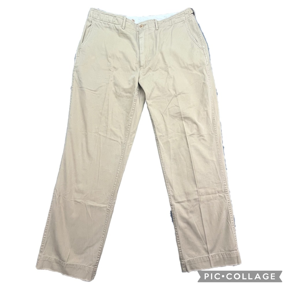 Polo Ralph Lauren Khaki‎ Cotton Pants Mens 38x32 Straight Leg Chino Trousers